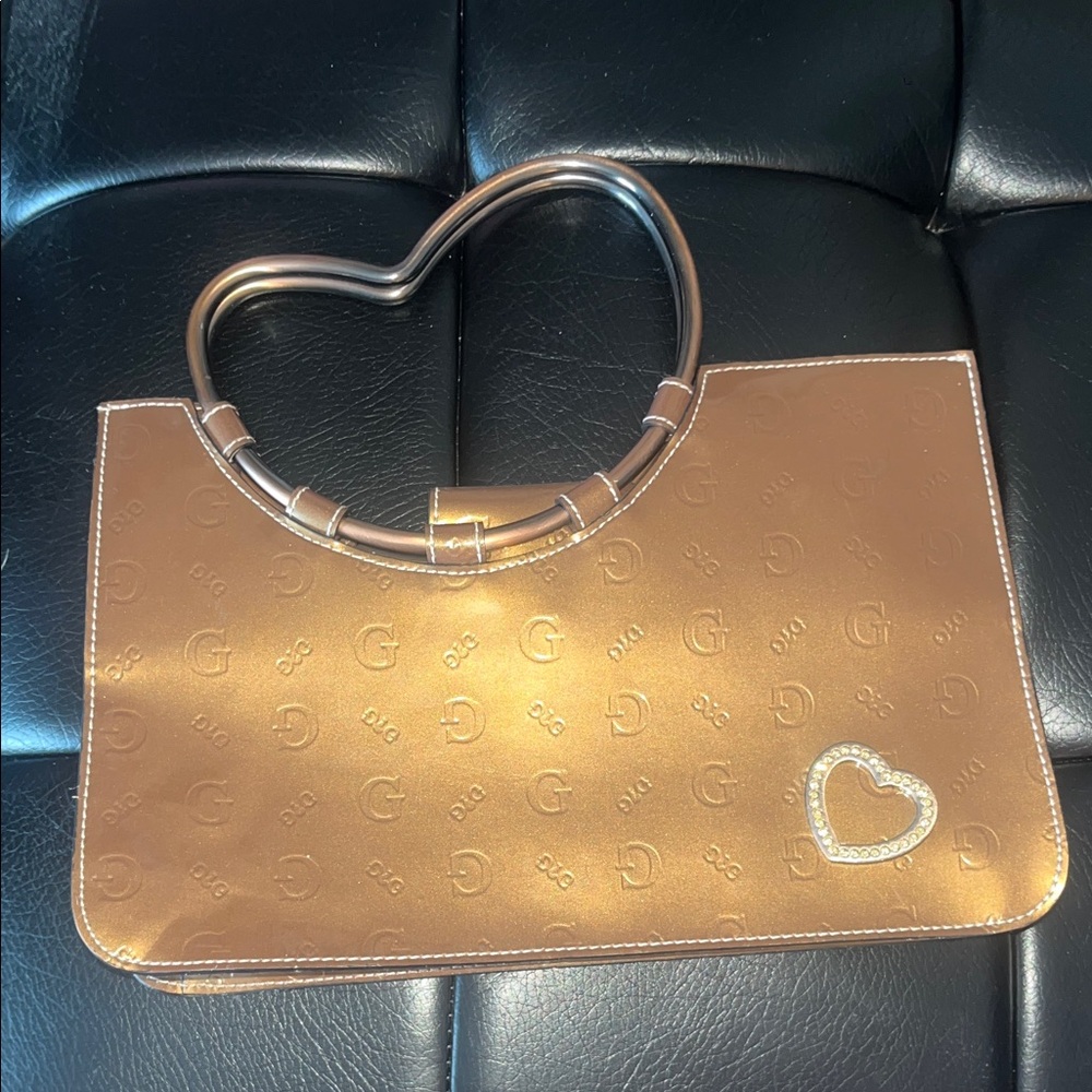 Guess Brown Heart Handle Women's Bag